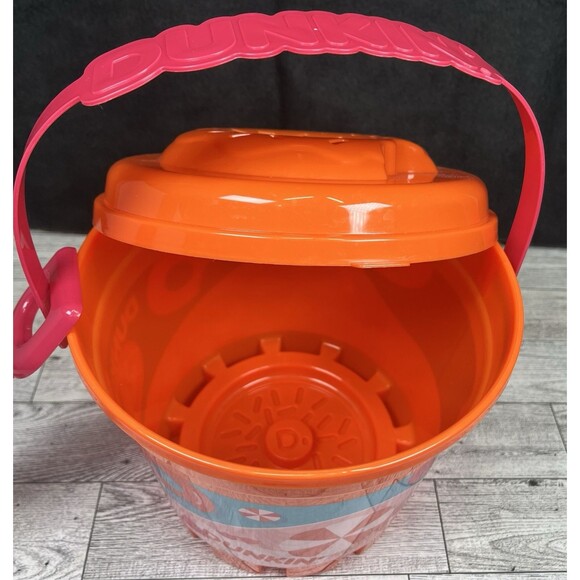 DUNKIN’ Limited Edition Summer Sand Bucket With Shovel And Lid 2025 Orange/Pink - Picture 6 of 8